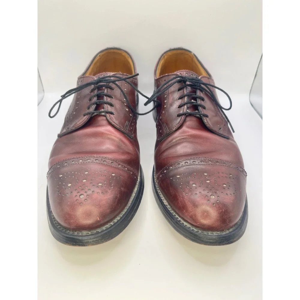 Allen‎ Edmonds Lexington Burgundy Leather Cap Toe Wingtip Derby Shoes 11.5 R